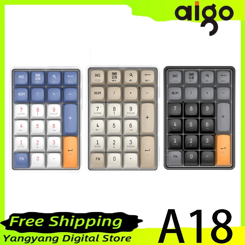 

Aigo A18 Mini Keyboard Keypad 2.4G Dual Mode Wireless Numpad Accessory For Computer Office Gaming Man Gift