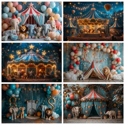 Fantasy Circus Carnival Photography Background Circus Tent Amusement Park Carousel Birthday Theme Party Decoration Banner