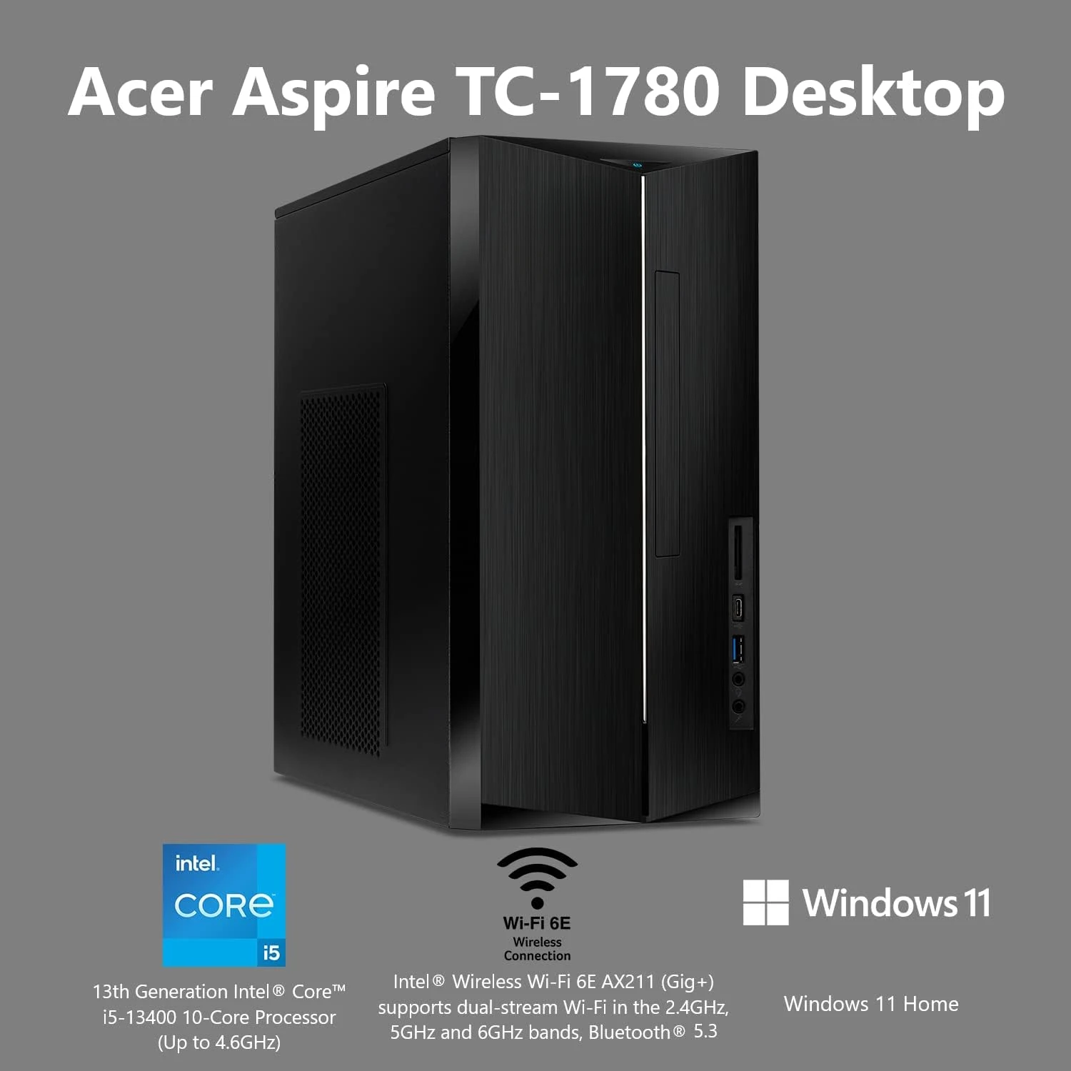 Aspire TC-1780-UA92 Desktop 13th Gen Intel Core i5-13400 Processor 8GB 3200MHz DDR4 512GB M.2 SSD | SD Card Reader