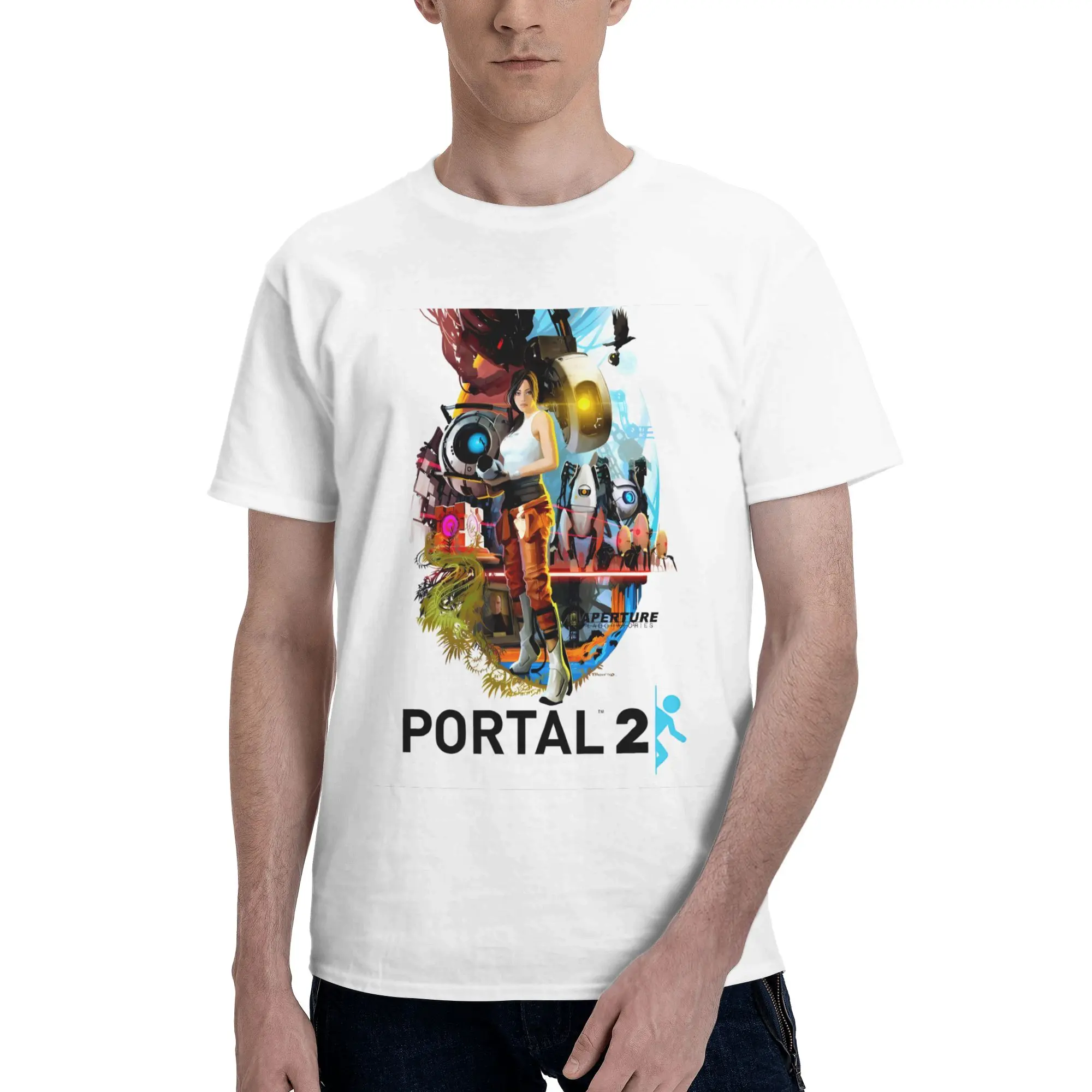 Portal 2 The Video Game Basic Reversible T-shirtMinimalist Style Men's T-shirts
