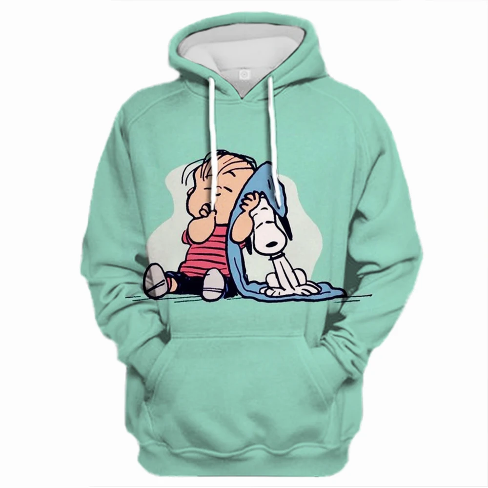 Yellow Snoopy Women Hoodie Tops Spring Autumn New Fashion Men Pullover Cartoon Anime Couple Oversized Sweatshirt Clothes