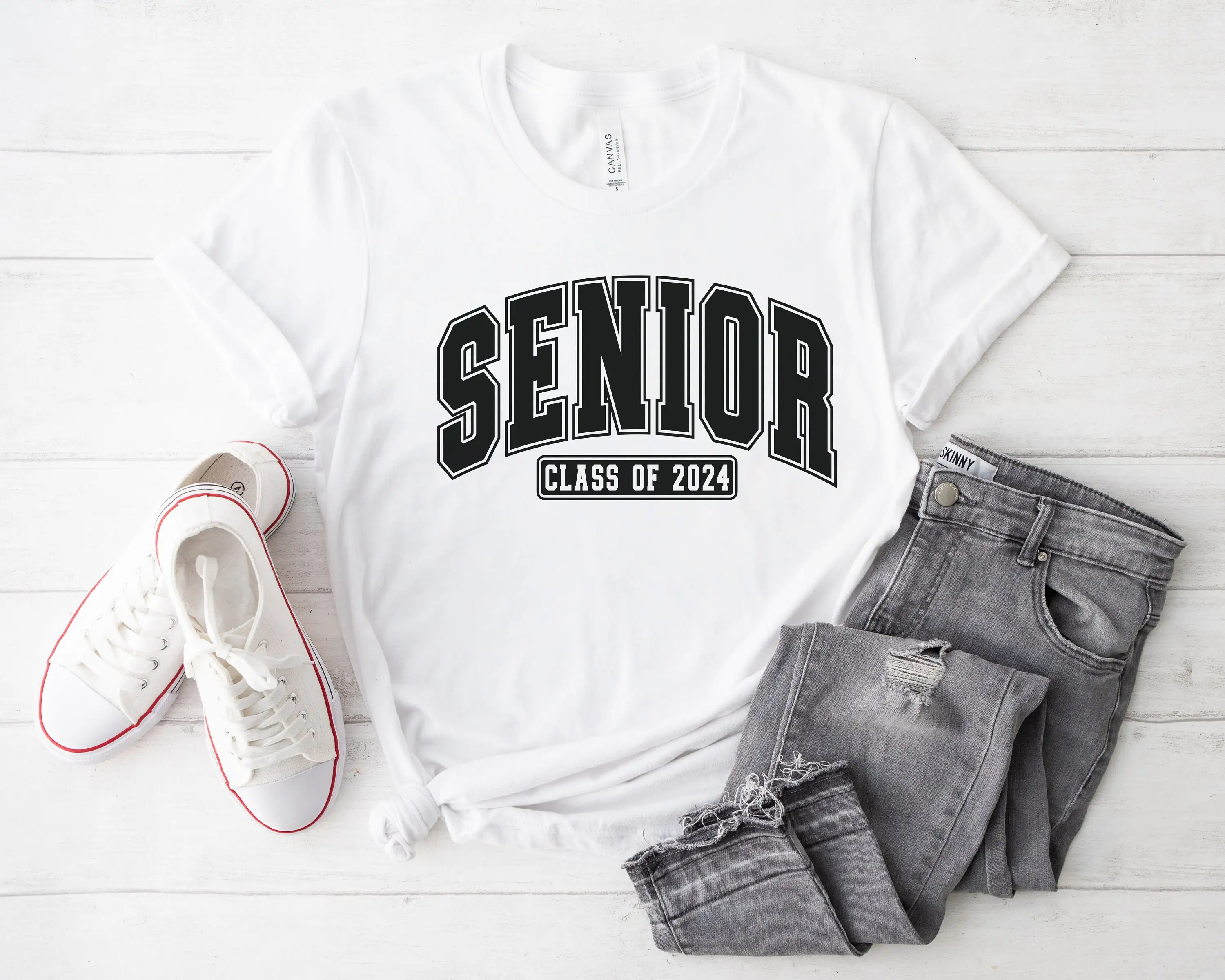 Senior 2024 T Shirt Class Of Graduation Funny School Life Back To