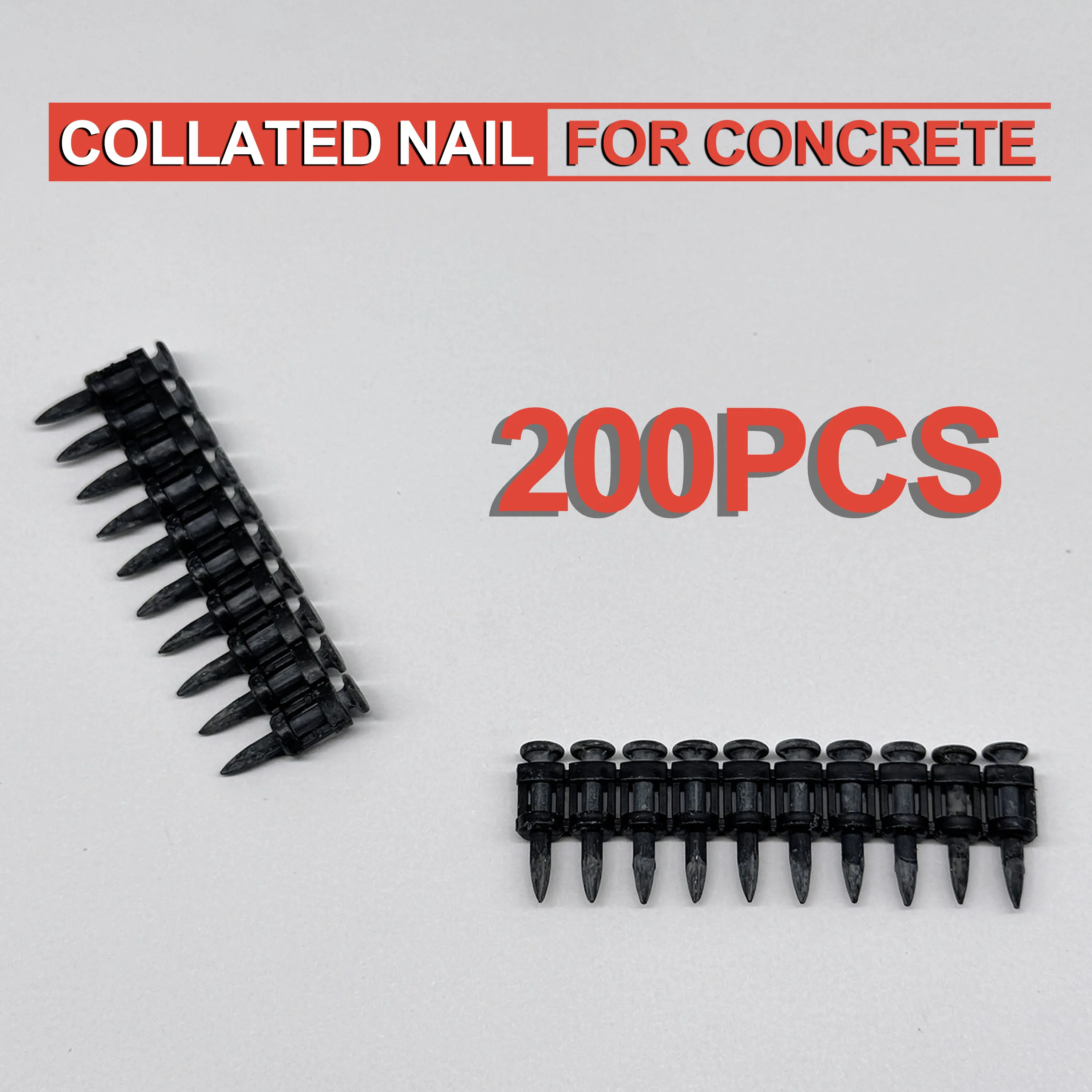 Nailtoat tira de aço unhas de concreto 200 peças pinos de acionamento de gás para unhas coladas de plástico de 38mm ferramentas de nailer de concreto