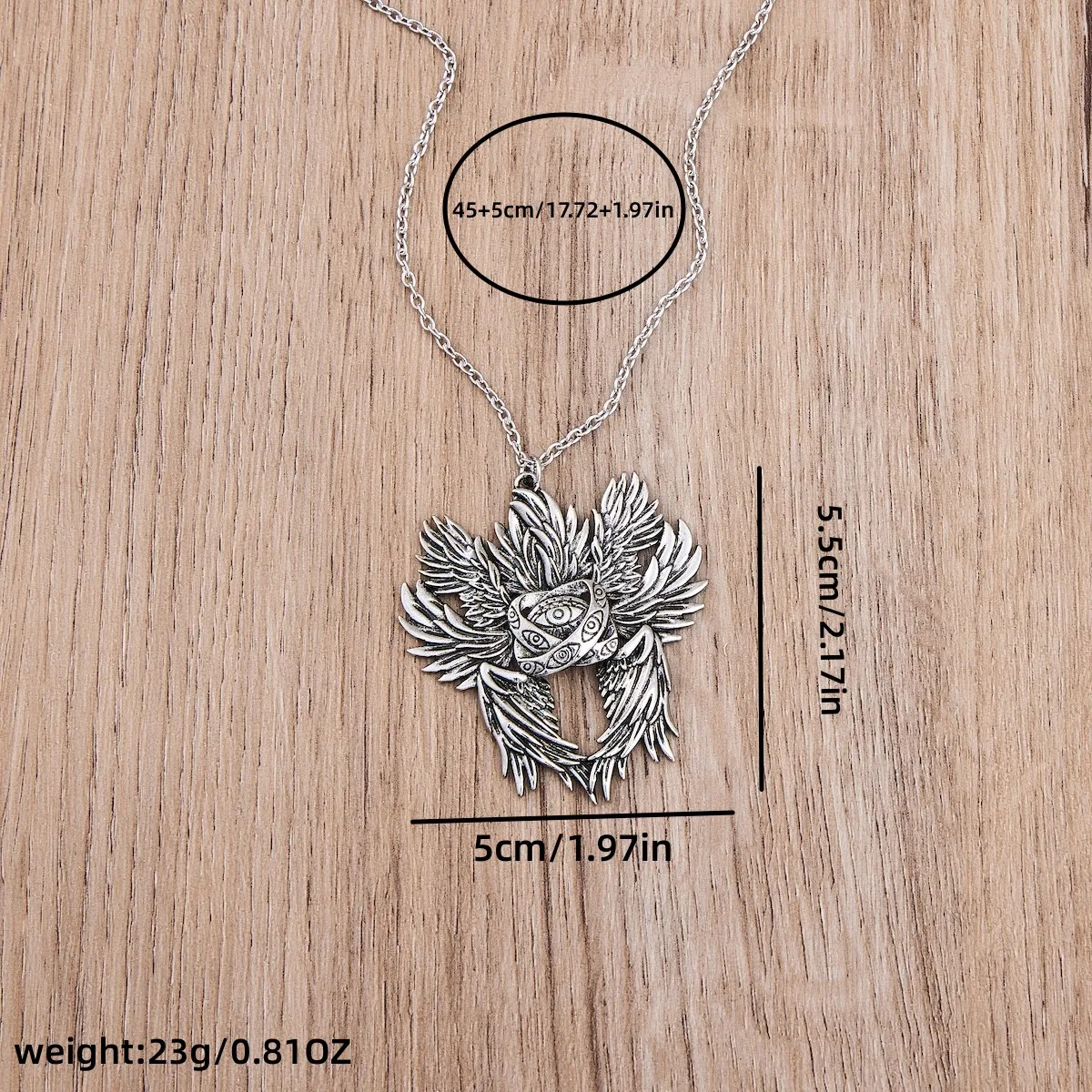 Classic Design New Trend Wing Pendant Necklace for Women Gothic Silver Color Eyes Man Rock Jewelry Necklace Gift