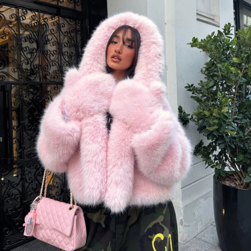 

Tsiisd Fashion Luxury Warm Fur Feather Outwear Female Winter Patchwork Commuting Patchwork Jacket Women's Fluffy Fur Feather New