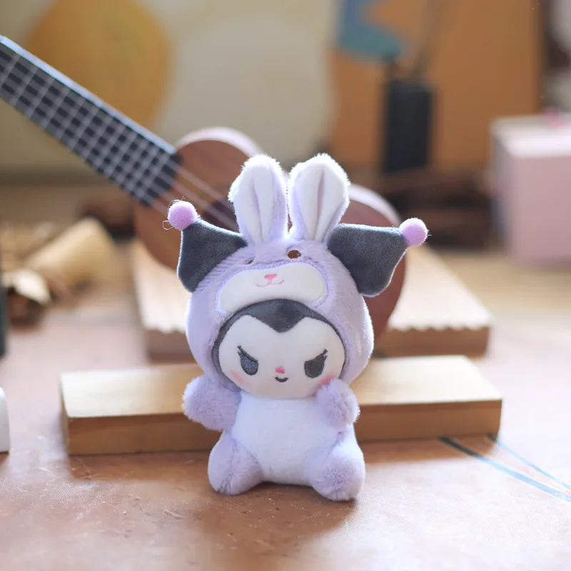 헬로키티 플러시 인형 키체인 장난감 쿠로미 백팩 펜던트 키체인 인형 피규어 소녀 여성용 선물