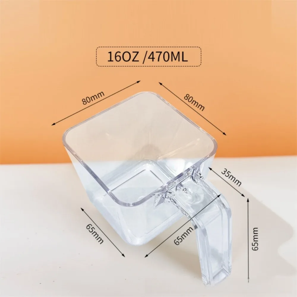 

Square Shape Ice Scoop Comfortable Grip Food Grades Ice Shovel 350/470/590ML Multi-functional Measuring Cup Coffee Shop Gadget
