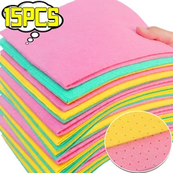 15/3PCS Microfiber Cleaning Cloth High Absorbent Breathable Dishwashing Cloth Kitchen Non-Stick Oil Dish Cleaning Towel Home Rag