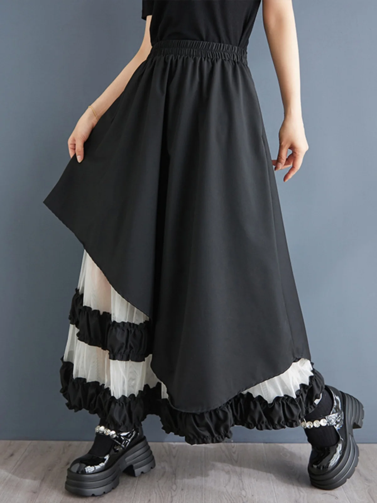 Faionable Color Blo Me Gonna longuette a trapezio Vita alta Design dimagrante Taglie forti Abbigliamento da donna Casual Pendolarismo Sle