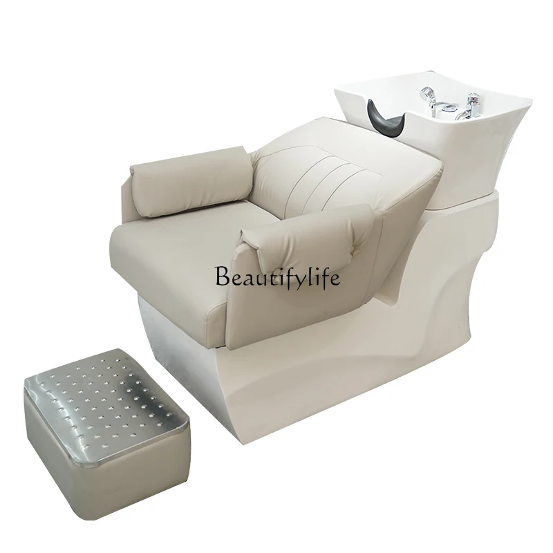 

High-End Ceramic Basin Shampoo Chair Hair Saloon Dedicated Lying Half Flushing Bed