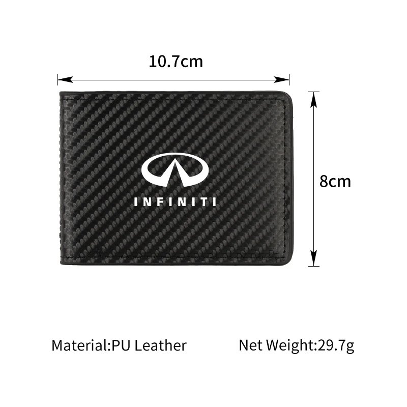 Carbon Fibre Car Driver License Cover Credit Card Holder Storage Accessories For Infiniti QX70 Q70 G37 G35 G25 JX35 FX35 FX37