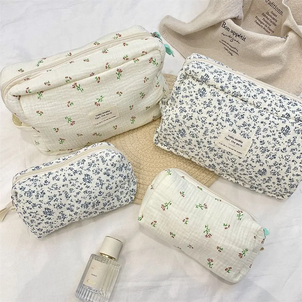 

Portable Floral Print Makeup Bag Begonia Flower/Rose Handheld Cosmetics Bag Sundries Storage Bag Home