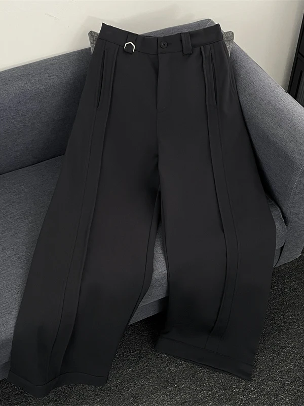 

Мужские повседневные брюки Cleanfit свободного кроя с широкими штанинами, с двойными складками, в американском стиле, летние, прямого кроя, молодежные, модные