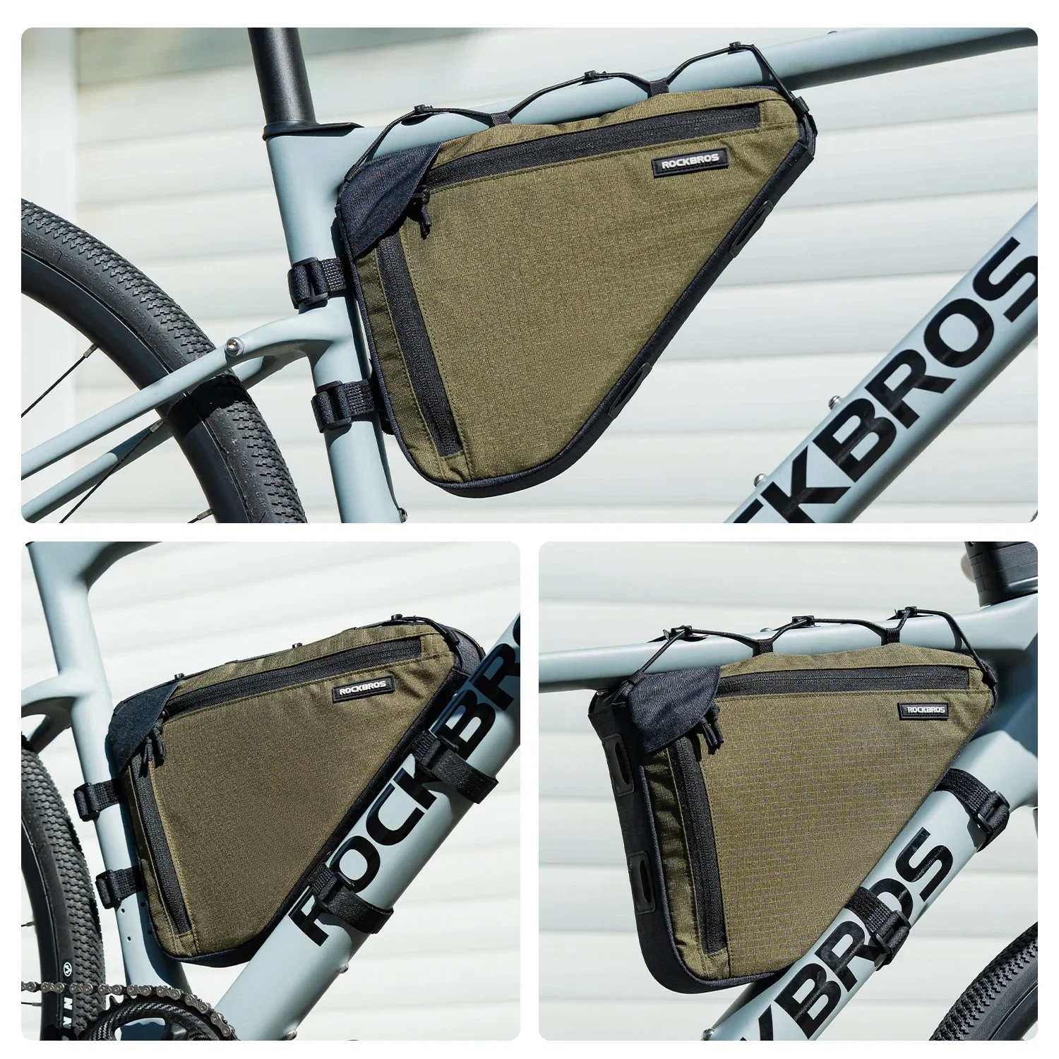 

ROCKBROS Bicycle Triangle Bag Bicycle Triangle Bag Abrasion Resistant Travel Organizer Portable Large Capacity 1.5L Tube Bag