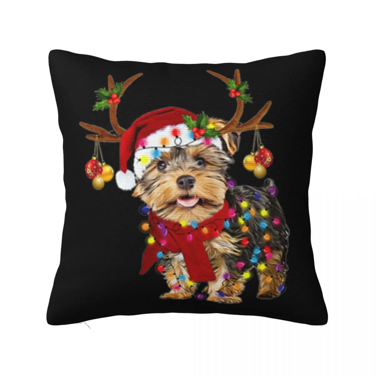 Yorkshire Terrier Gorgeous Reindeer Christmas Beautiful Hot Sale On Sale Youth Steampunk Rock Pillow Case