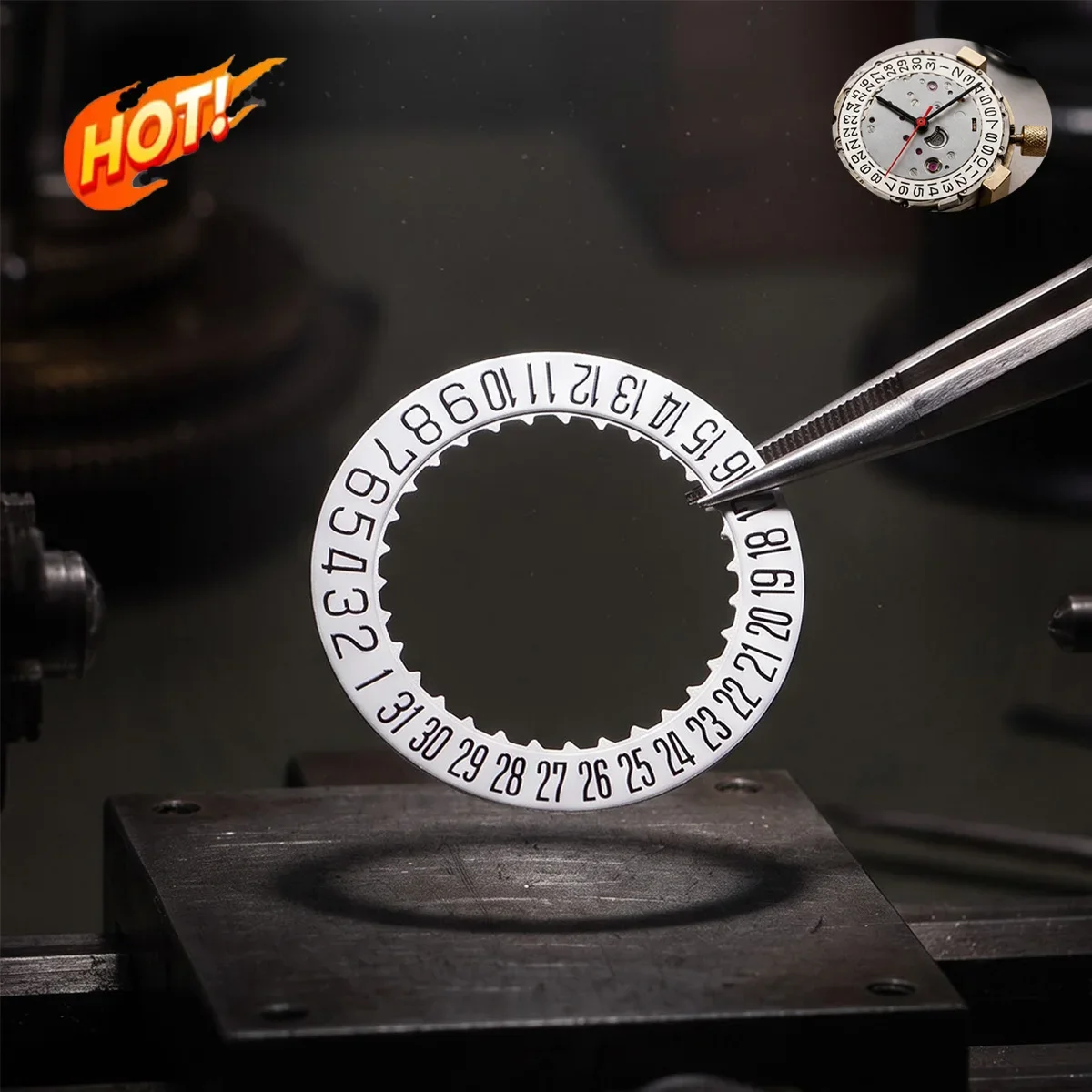 Date Disk Wheel for Miyota 9015 Movement White Black Date Calendar Date display at 3 and 6 o'clock positions, for San-tos