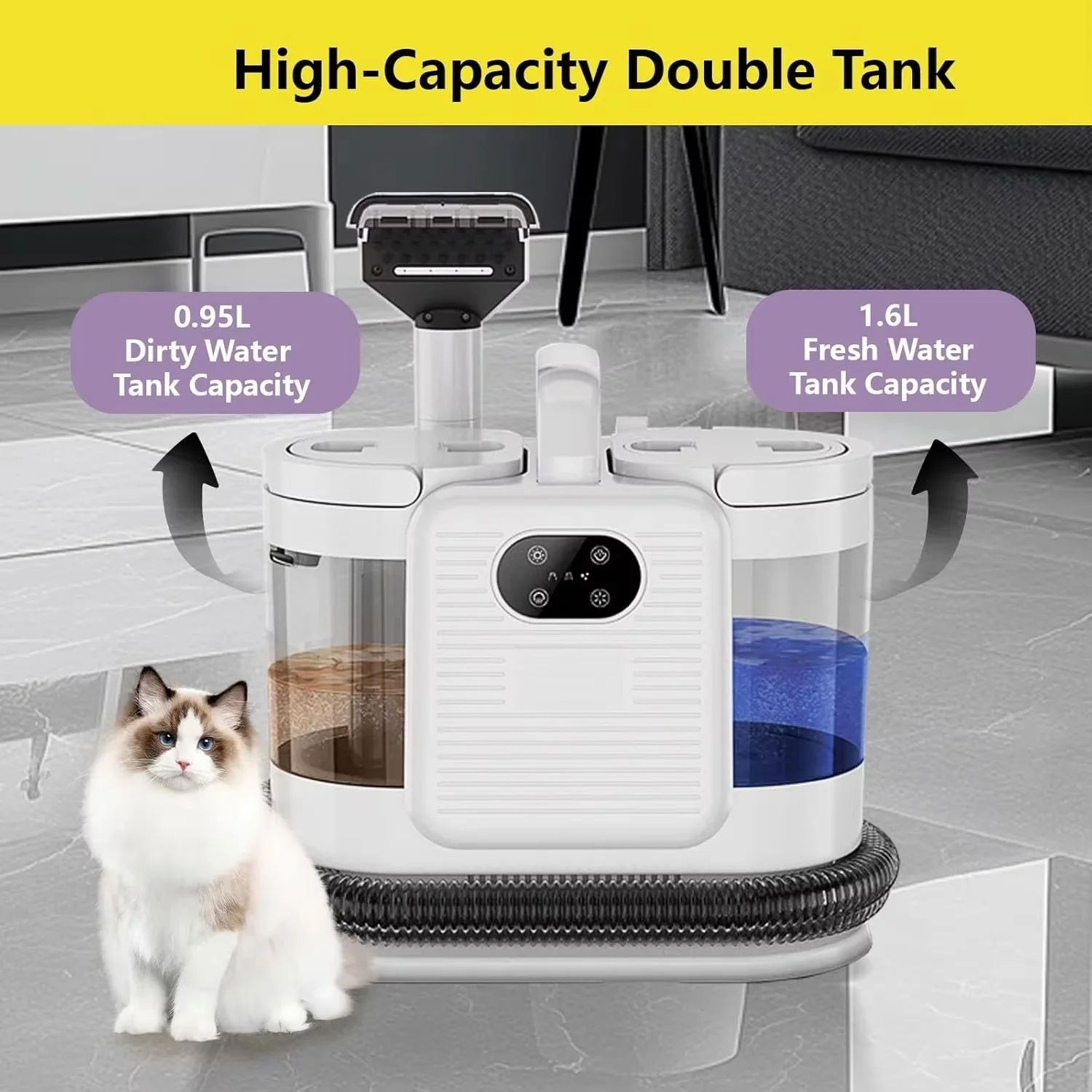 Portable Carpet Cleaner Machine with 100℃ Steam & Deep Cleaning Suction, Handheld Spot Cleaner for Pets, Car Seats, Couch - Touc