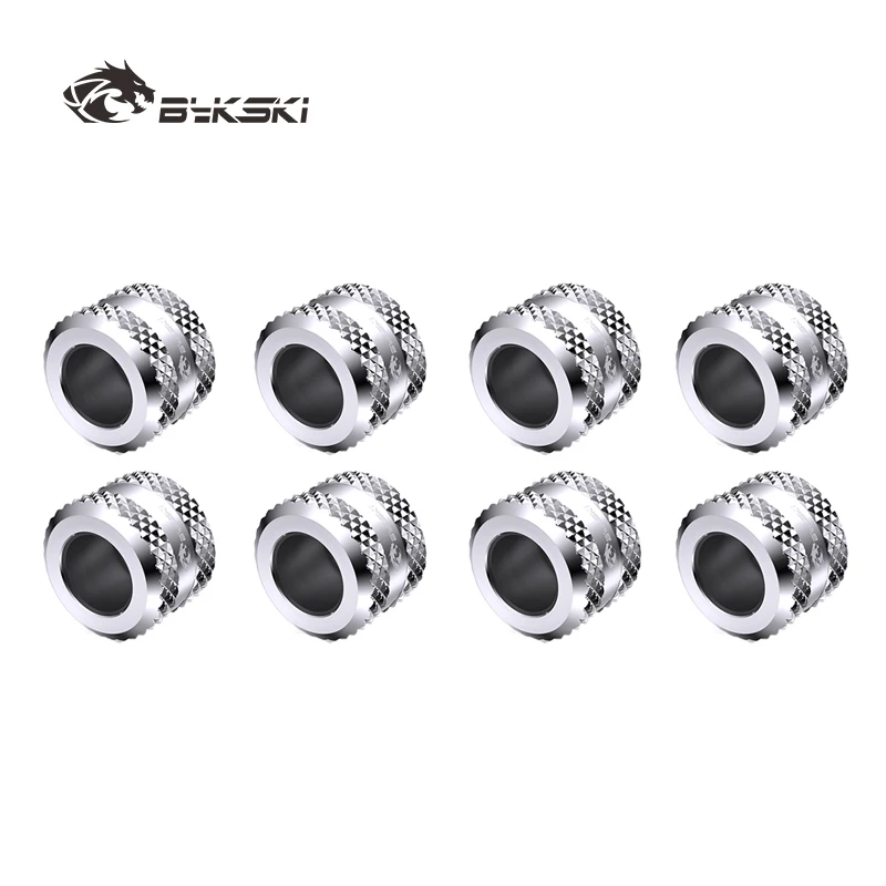Bykski 4/6/8pcs OD12MM 14MM 16MM, Hard Pipe Fittings, PETG Tube Hand Compression, Black, White,Gold Adapter G1/4