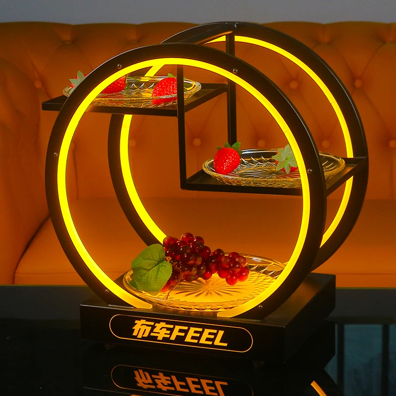 

Многослойная круглая светодиодная тарелка с фруктами, тарелка для закусок и сухофруктов для бара, КТВ, товары для вечеринок, украшения