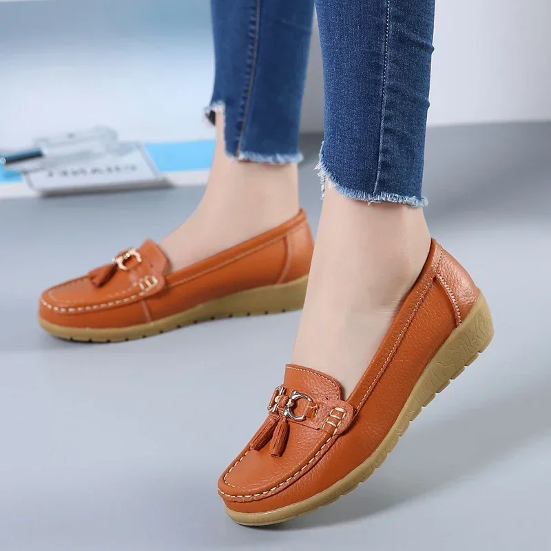 2023 Fashion Genuine Leather Casual dance Soft and Comfortable Office Work Shoes Various Colors Silver Gold Shoes Walking Shoes