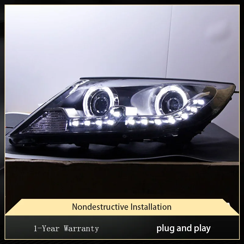 Car Lights for Kia Sportage 2010-2014 Headlights Modified Angel Eyes LED Projection Lens Xenon Front Lamp Tools Accessories