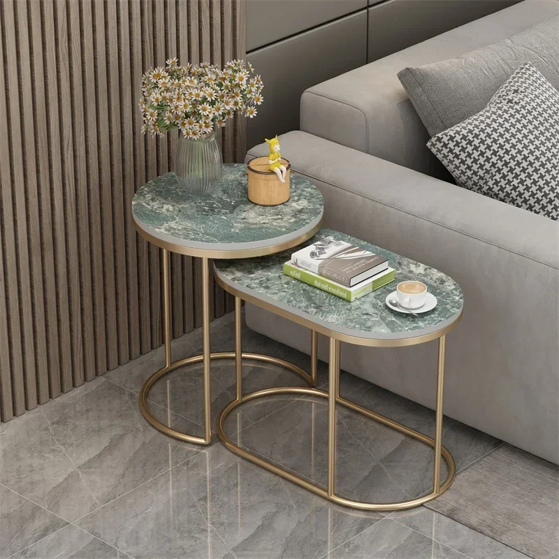 Living Room Mobile Side Table Marble Storage Mechanism Adjustable Side Table Nordic Legs Metal Mesa Centro Furniture Accessories