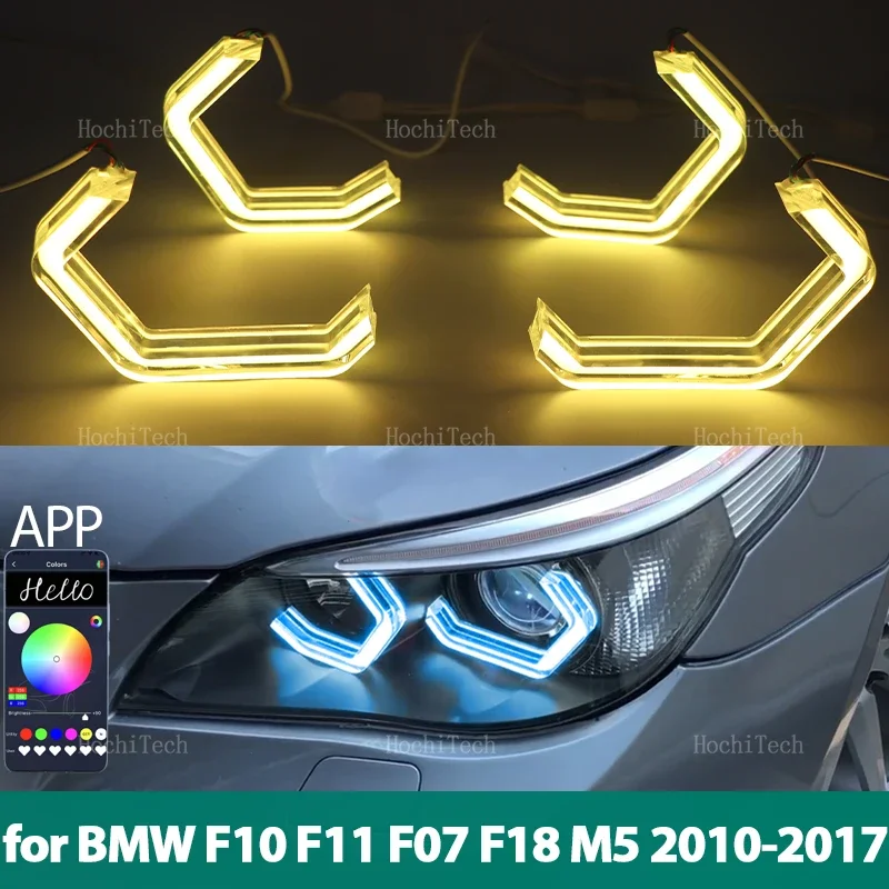 

RGB multi colors M4 style Light Rings APP control DRL LED Angel Eyes Kit For BMW 5 series F10 F11 F07 F18 M5 2010-2017