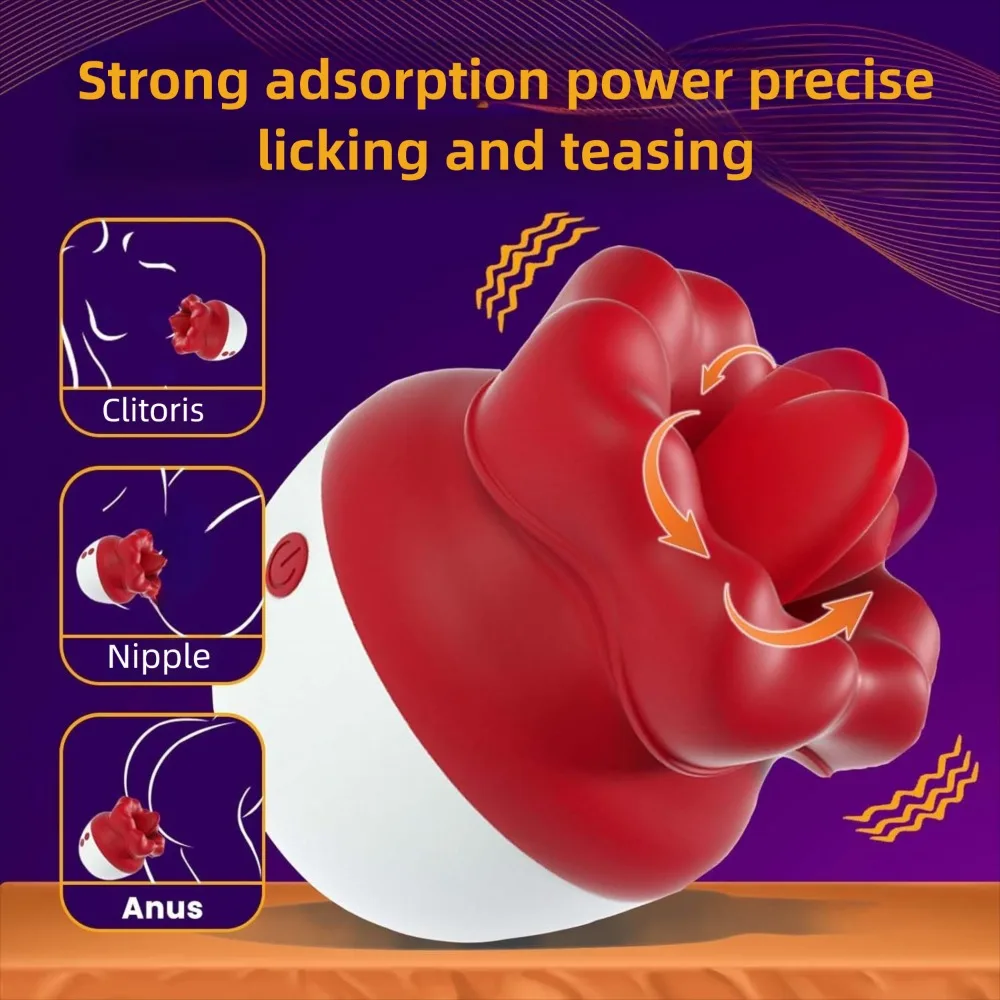 Powerful Tongue Licking Vibrator for Women Clitoris Stimulator Massager Female G Spot Oral Clit Vibration Rose Sex Toys Adlut