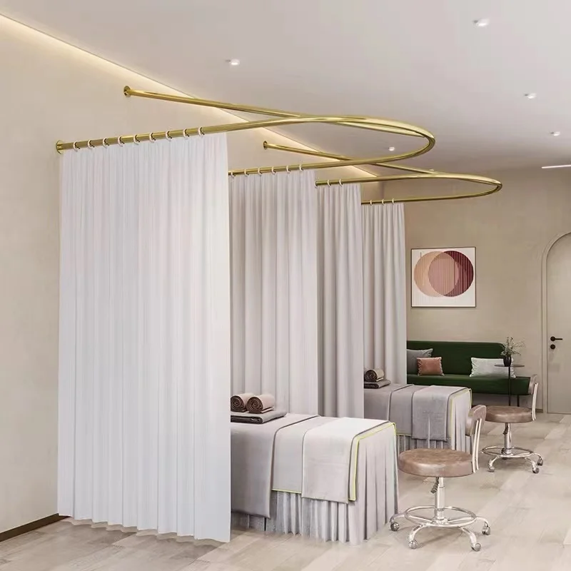 

Beauty salon partition curtain wrought iron U-shaped curtain rod health center physiotherapy bed simple beauty