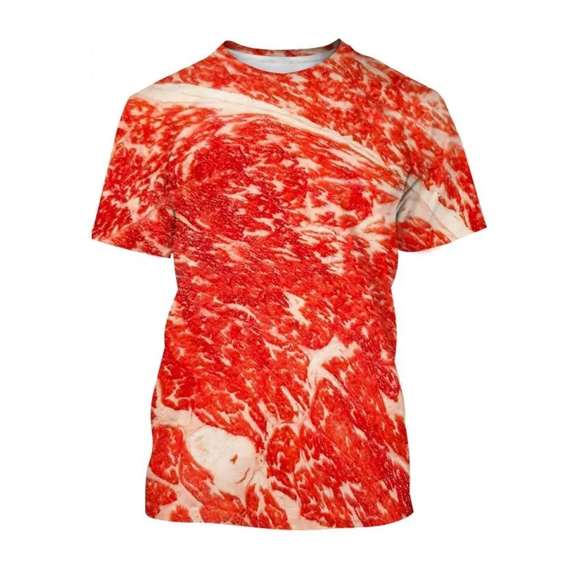 Creative Beef Mutton Meat T-shirt Men Women 3D Print Streetwear Personality T Shirt O-Neck Casual Shirt Tees Tops Male Clothing