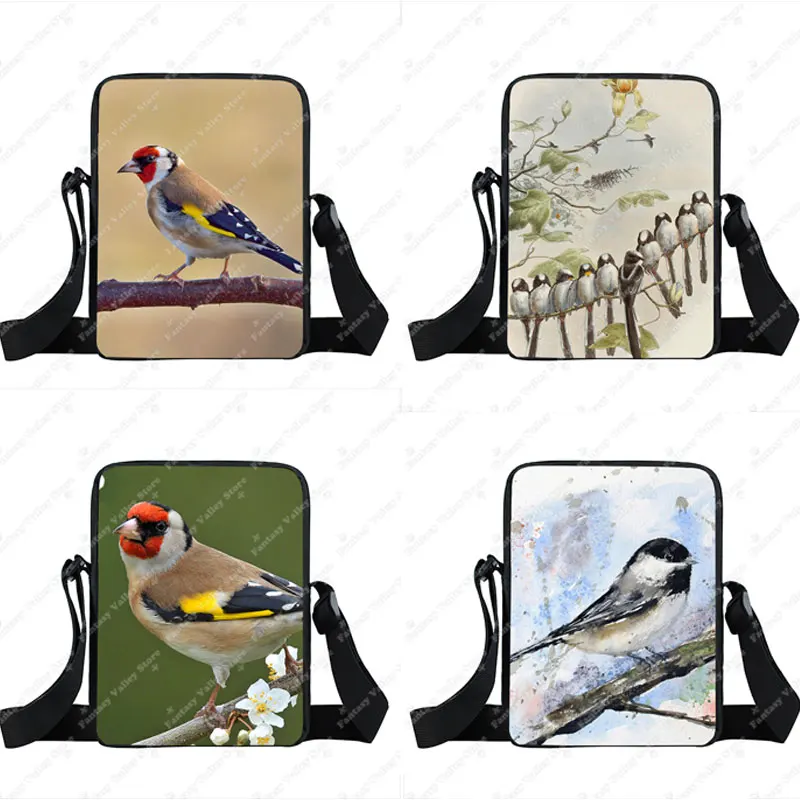 Bolso bandolera con estampado de tetas de carbón Goldfinch de pájaros bonitos, bolso de mano azul Marsh Tit para mujer, bolso cruzado para teléfono, bolsos de hombro para libros