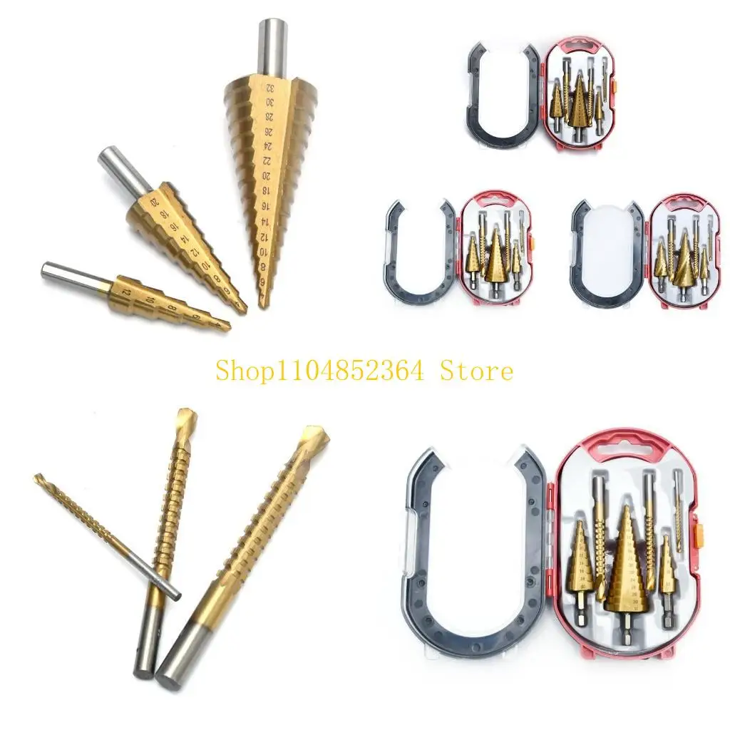 

652F Triangular Shank Straight Step Drill Bits Drills Bit Set Hole Drilling Tools Corrosion Resistant