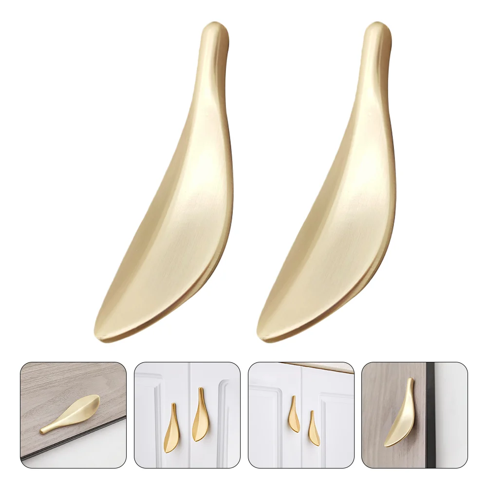 

2 Pcs Leaf Handle Chic Door Drawer Pull Handles Zinc Alloy Knob Decorative Unique