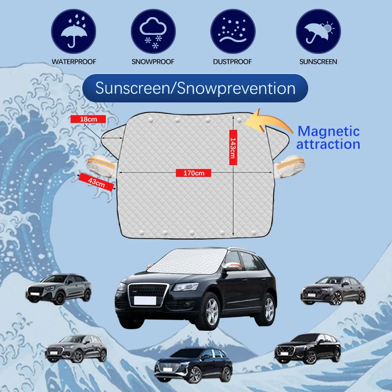 Pour Audi Q7 Q3 Q6 Q4 Q5 e-tron Q2 Q8 Sportback voiture hiver pare-brise neige couverture Protection contre le gel Anti-glace avant couverture de pare-brise