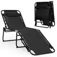 

Costway Folding Lounge Chaise 16'' High Recline Chair W/Adjustable Backrest And Footrest Black