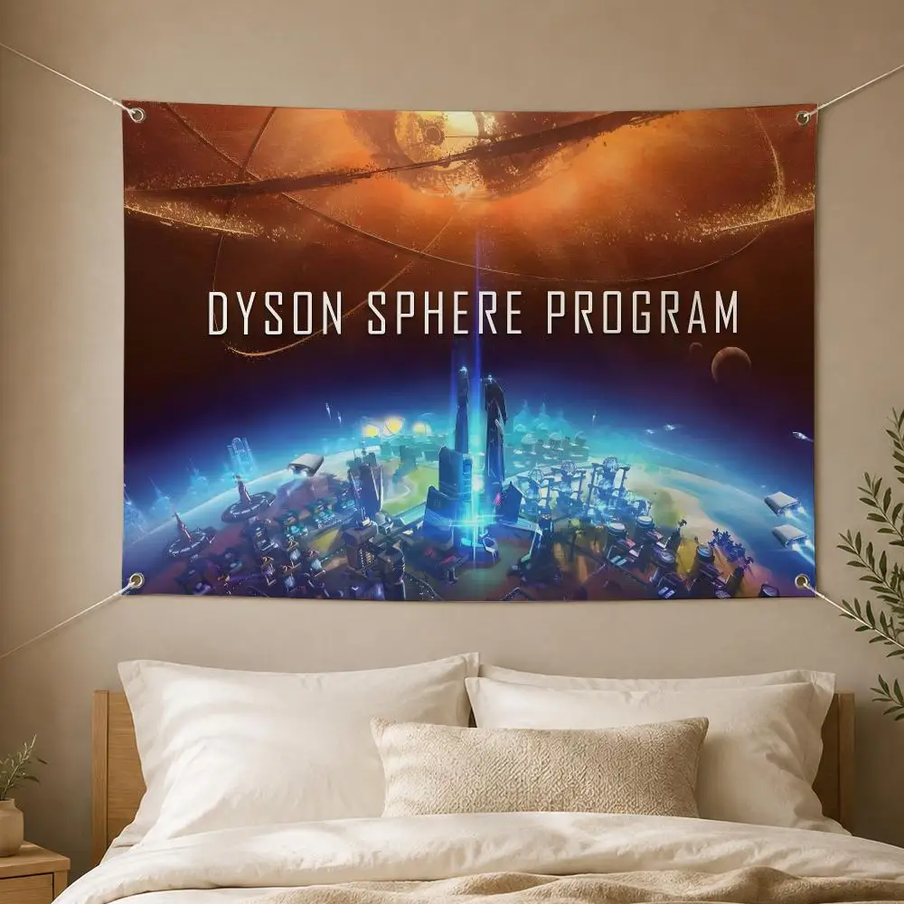 Game Dyson Sphere Program Flags Decorative Flag Banner for Garden Yard Porch Patio Lawn Outdoor Home Party Wall Hanging Decor