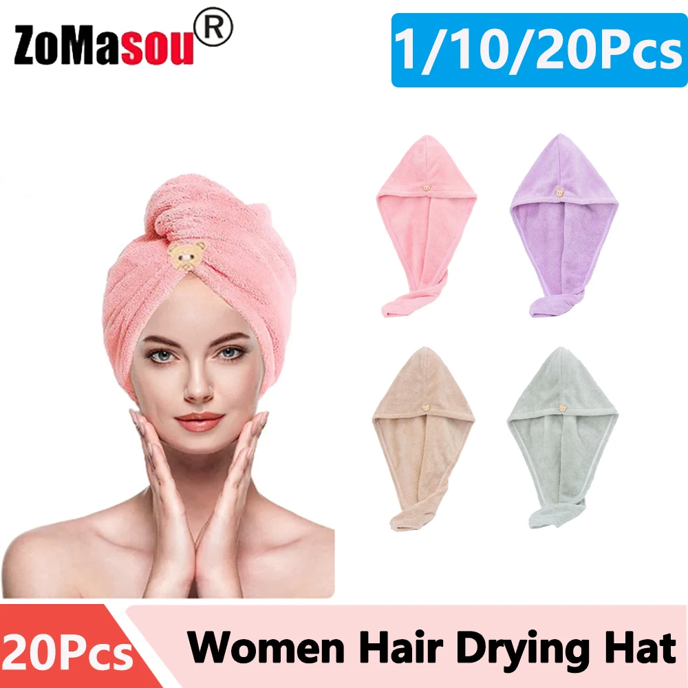 

1-20Pcs Women Drying Hair Towel Quick-dry Hair Cap Microfiber Hair Drying Wrap Super Absorption Triangle Shower Hat Towel Tool