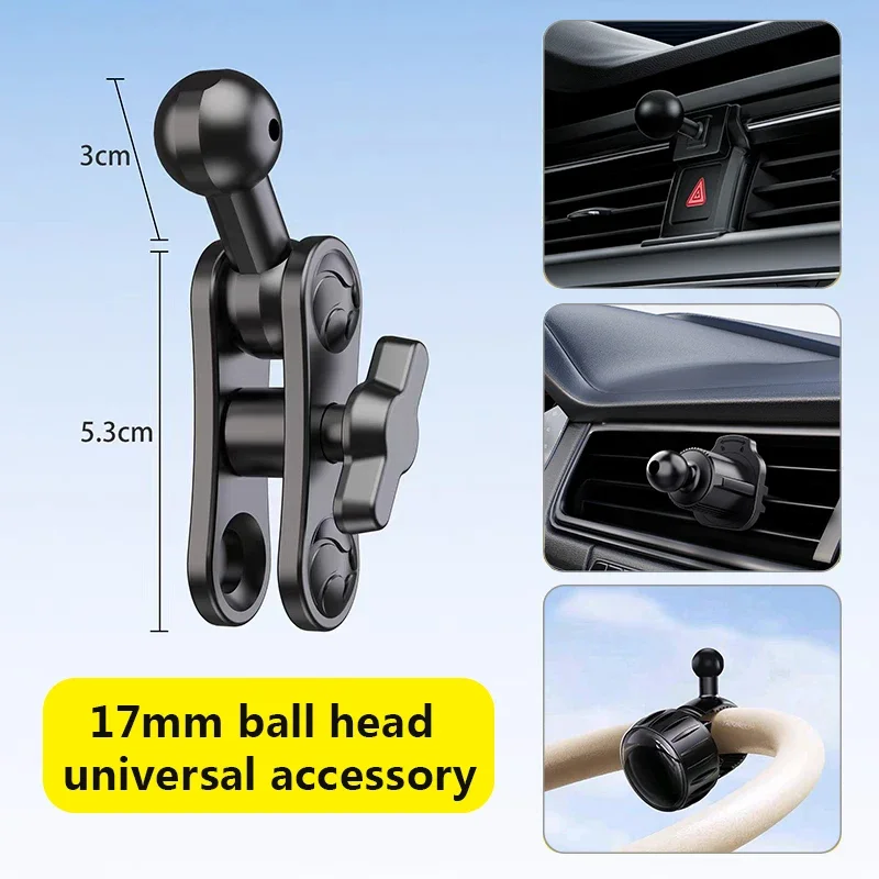 Aluminum 17mm Ball Mount Extension Adapter, Rotation Extension Rod for Car Air Vent Dashboard Phone Holder Accessories image 2
