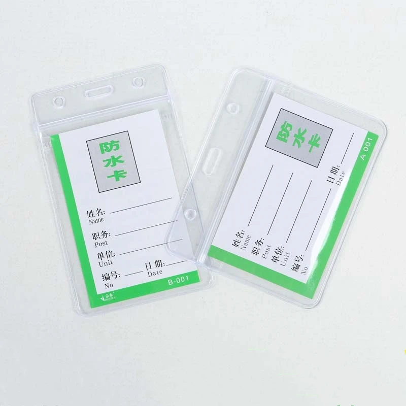 10pcs/lot Horizontal Vertical Employee Exhibition Work Card Cover Sleeve ID Holders Pass Card Case Soft Waterproof Card Case