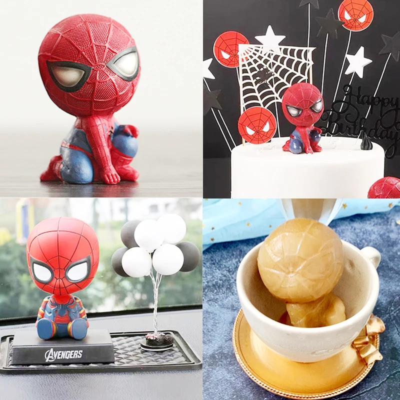 Disney Anime Spiderman Figure Ice Cube Ice Tray Mold 3D Stereo Cartoon Drop Glue Silicone DIY Model kid Party Cake Decorate Toy