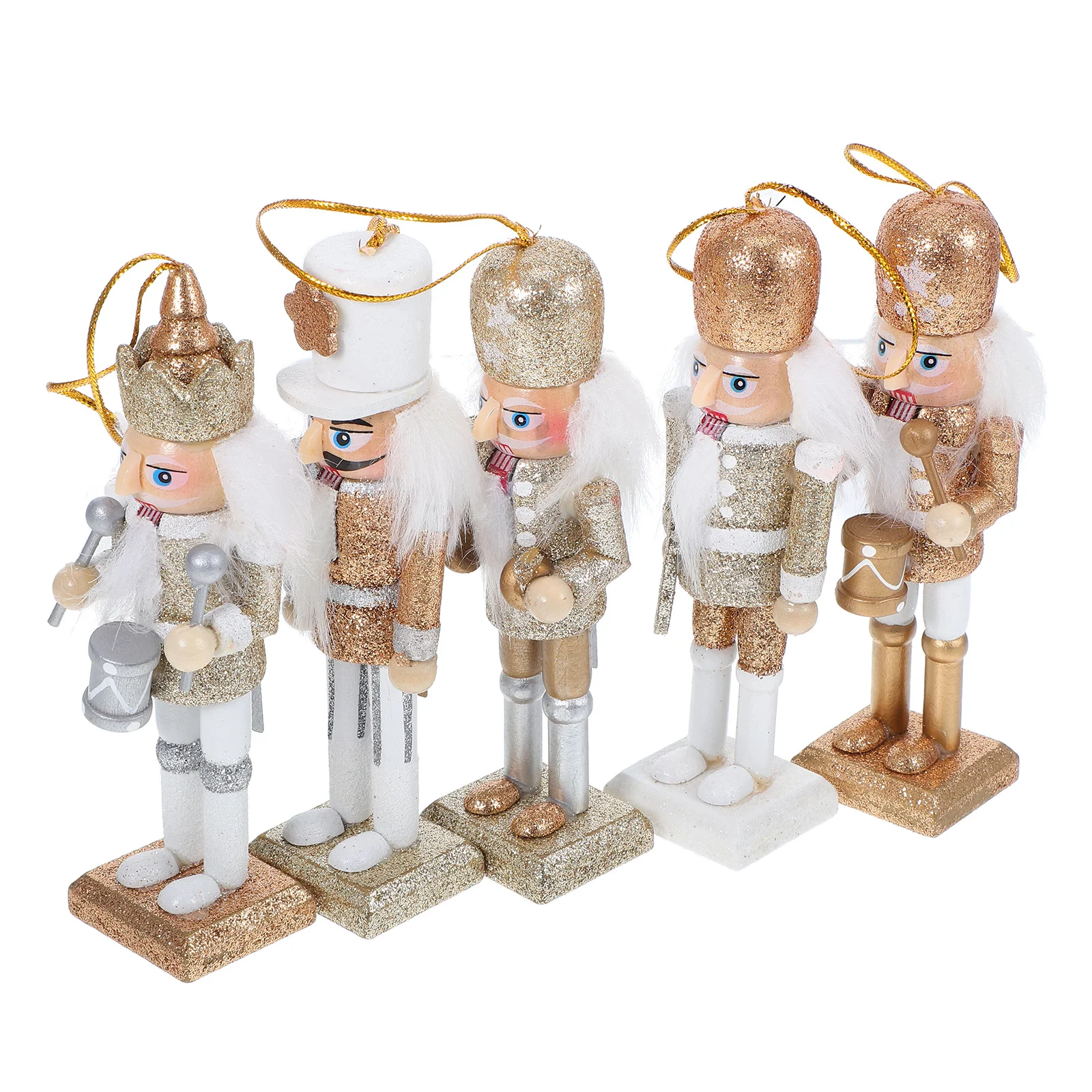 

Festive Christmas Nutcracker Pendant Wooden Soldier Ornament Glittering Powder Desktop Decor Holiday Craft Gift