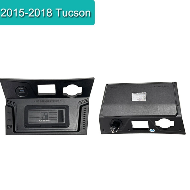 Carregador sem fio do carro para Hyundai Tucson, 2015-2018, 15W, carregamento rápido do telefone, tapete de placa, acessórios de substituição interior