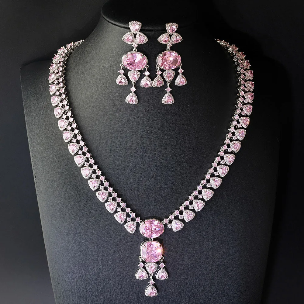 European and American Style Luxury Necklace Earrings Women's Jewelry Set Suitable for Wedding Brides Daily Travel Gifts M-1055