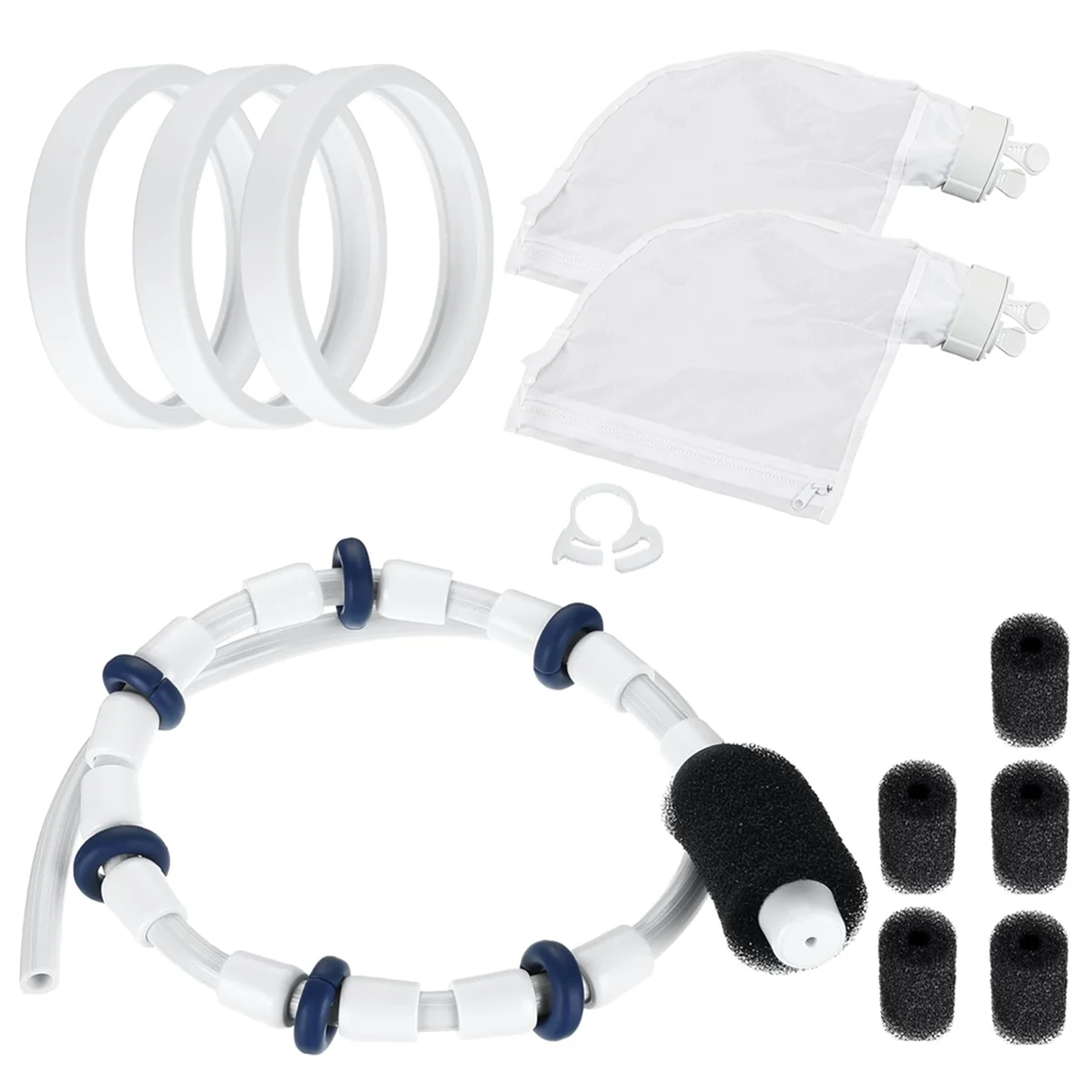 Pool Cleaner Parts for Polaris 280 480,1 Sweep Hose,3 Tires,2 Vacuum Cleaner Filter Bags,6 Sweep Hose Tail Scrubbers