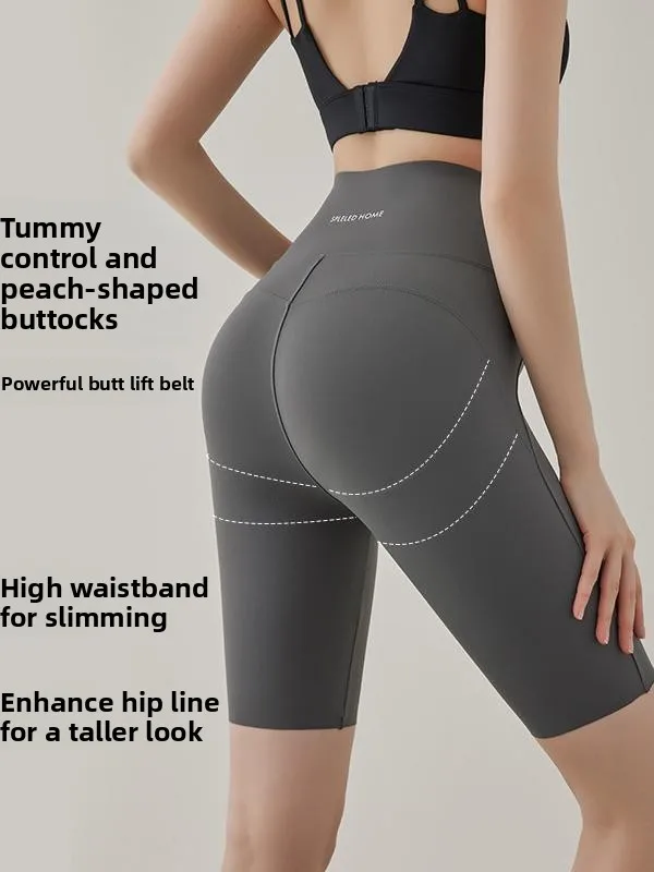 Calças de yoga pilates femininas finas verão esporte orts cintura alta cinco quartos comprimento calças de equitação anti-luz calças de caminhada