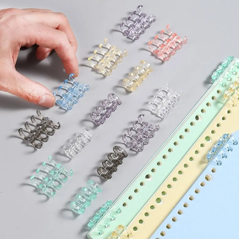 10Pcs Binding Spines Snap Split Binder Rings Learning Cards Stationery Office Supplies Loose Leaf 5 Ring Plastic Binding Combs