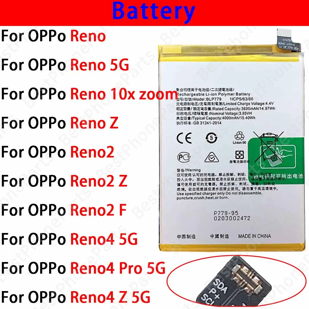 Phone Battery Model BLP701 BLP705 BLP717 BLP735 BLP737 BLP789 BLP787 BLP779 For Oppo Reno Reno2 Reno4 Z F 10x zoom Pro 5G