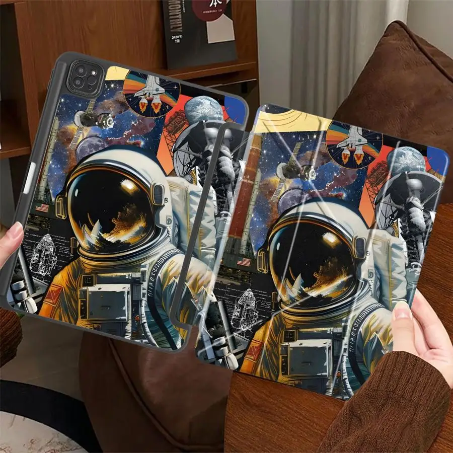 

Чехол-подставка для планшетов iPad Pro 2025, Mini 6, 7, Air 4, 5, M3, M2, M4, 11 дюймов, Pro 11-го, 10-го, 9-го, 8-го, 7-го поколений, 12.9 дюймов, с дизайном «Космонавты»