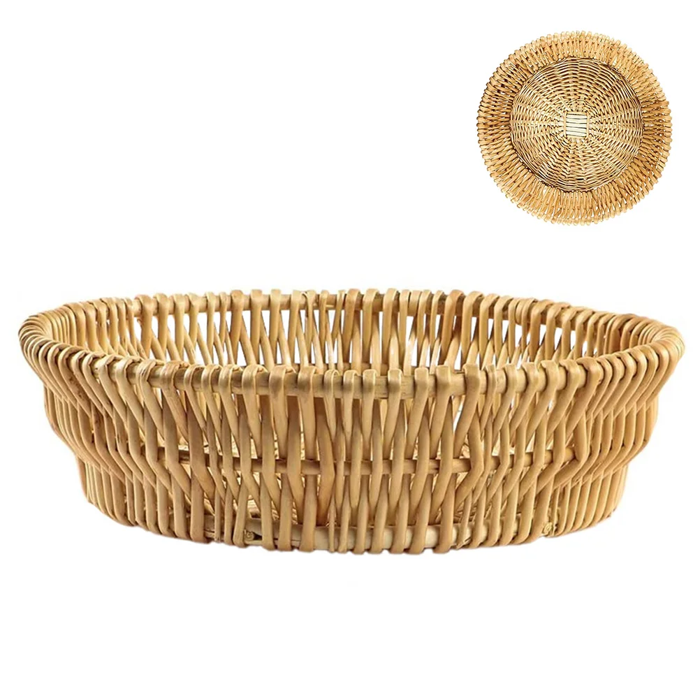 

Wicker Woven Storage Basket Desktop Smooth Surface Delicate Appearance Organizer for Coffee Table Shelves Storage Basket