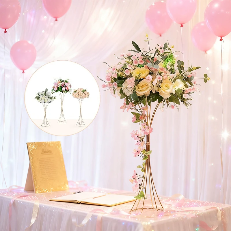 

Elegant Gold Iron Flower Vases Wedding Arrangement Props Table Centerpiece Stands for Home Decor Party Event Backdrop Decoration